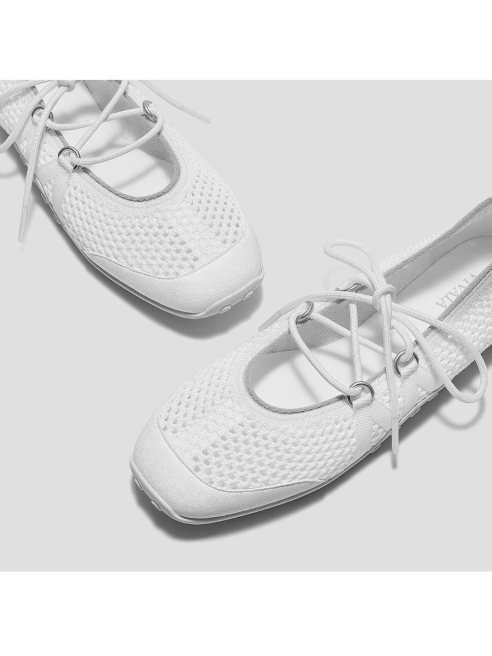 Vivaia Sneakerina  White, mesh, square toe  NIB size 38 ballet flat, US 7-7.5
